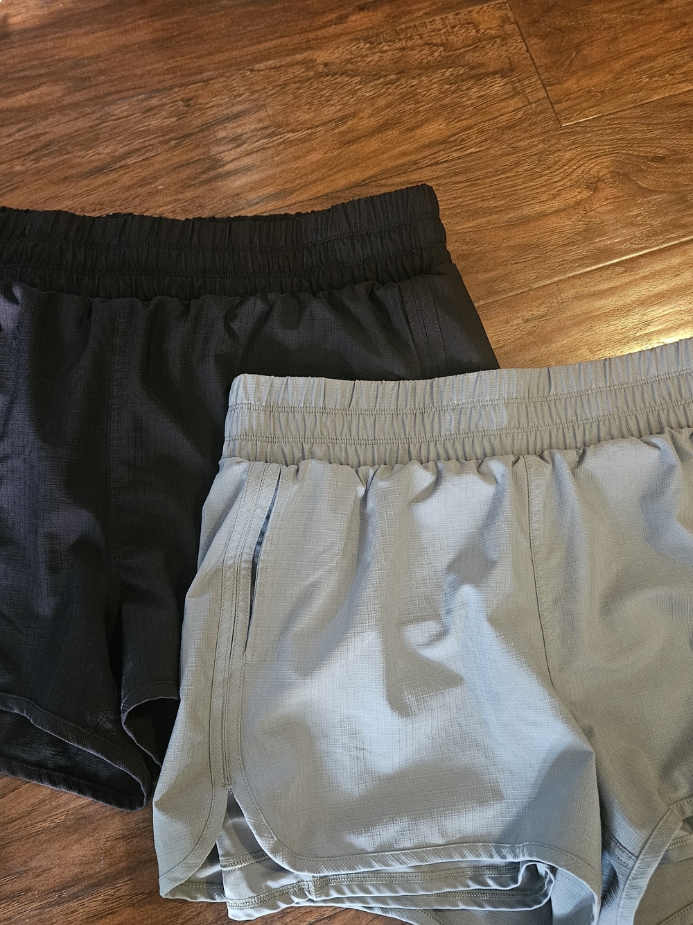 Women’s Athletic Running Shorts – Black and Light Sage Green Large Vively